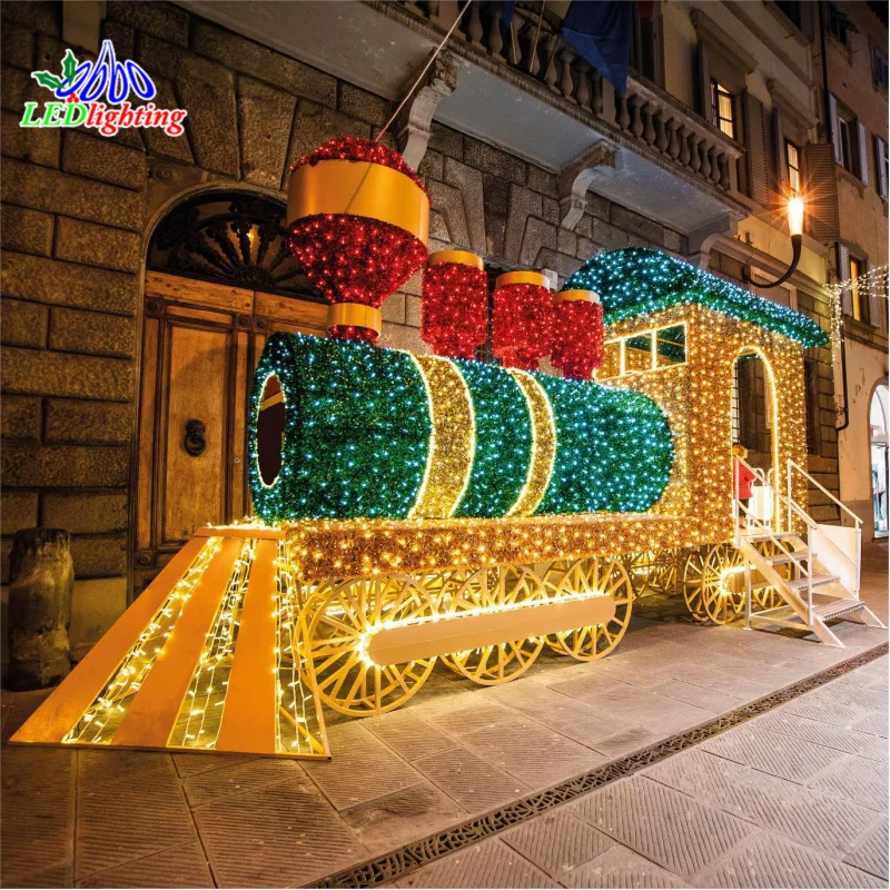 Personalizzato. Esposizione illuminata dell'iarda leggera della corda del treno illuminata all'aperto per la decorazione del prato di festa