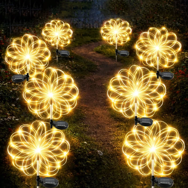 200LEDs Outdoor Solar Fairy Lights Waterproof Garden Decor Firework Ground Socket Lights for Outside Courtyard Cshristmas Party