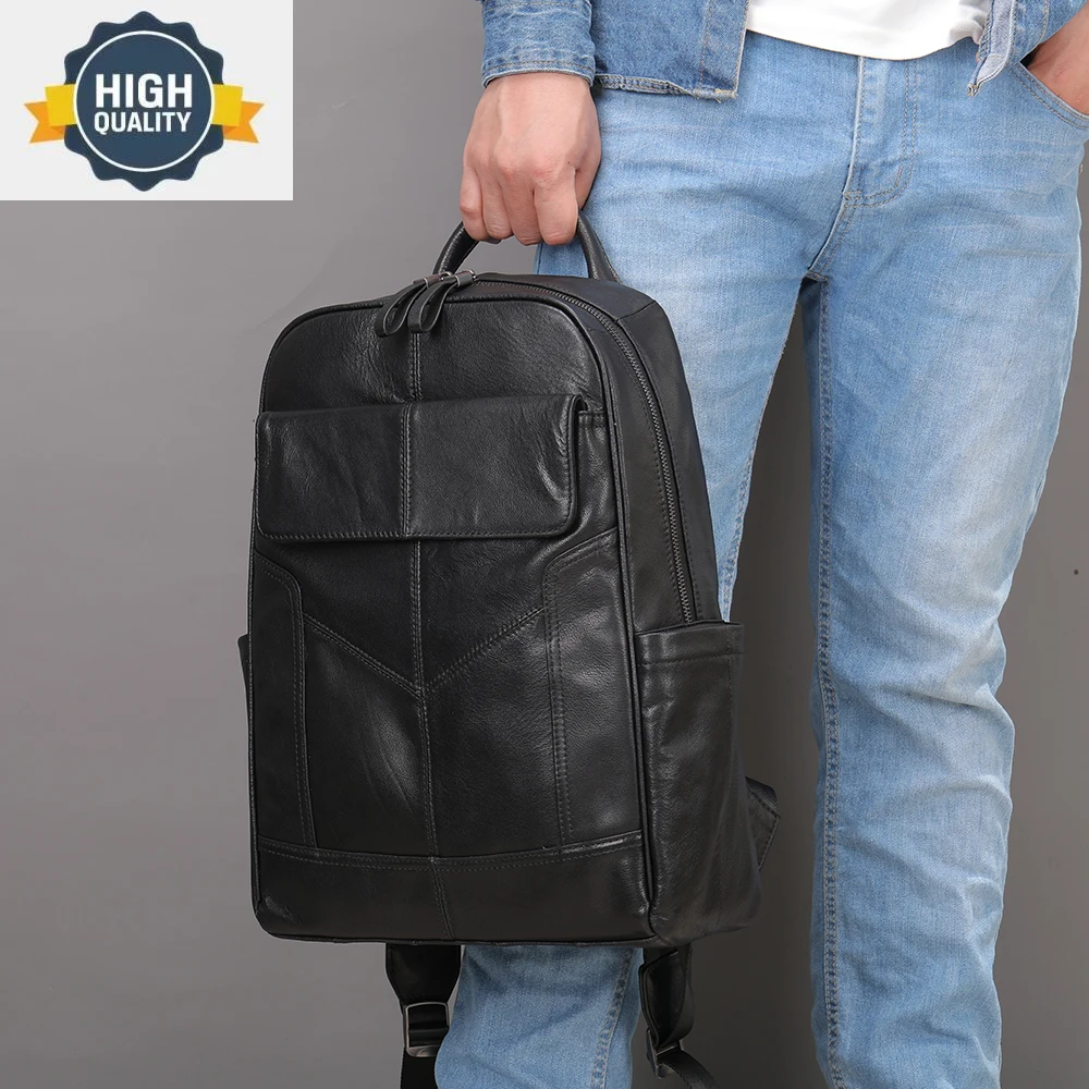 13.3 Backpack Laptop Inch Leather Large Vintage s Business Bag Office in Genuine Bagpack For School