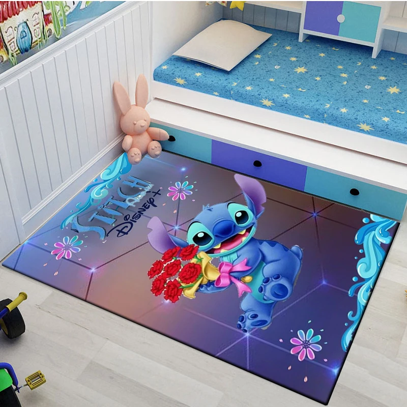 Disney Stitch 3D Anime Large Area Rugs Carpets Home Living Rooms Children\'s Kids Bedroom Sofa Doormat Floor Non-slip Mats MINISO