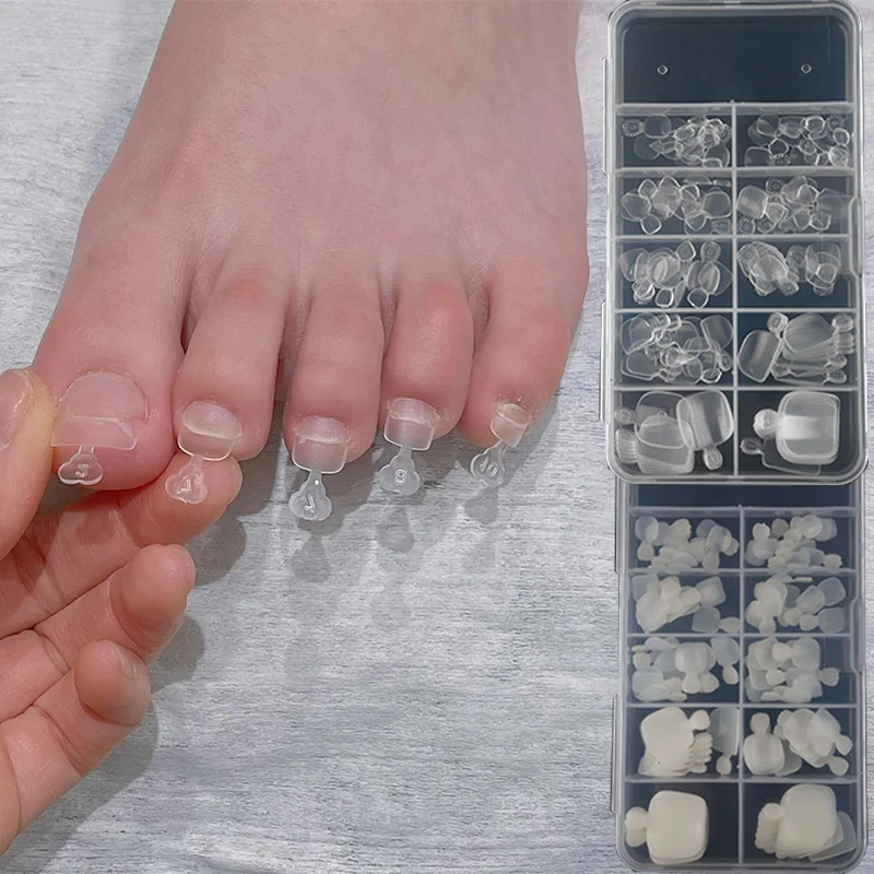 

100pcs Clear Nature False Toes Nails French Square Full Cover Fake Toe DIY Nails Feet Nail Tips Artificial Press on Toenails|&*&