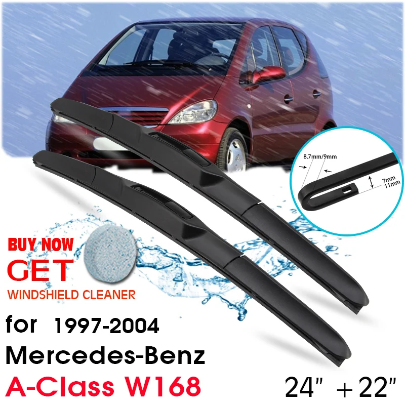 

Car Blade Front Window Windshield Rubber Silicon Refill Wiper For Mercedes-Benz A-Class W168 1997-2004 24"+22" Car Accessories