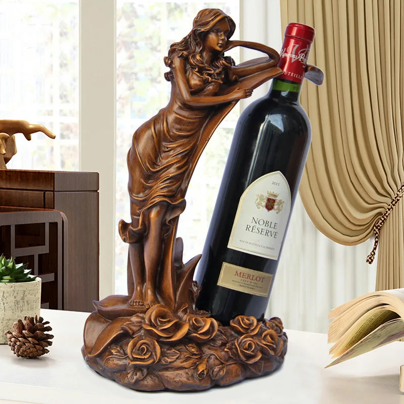 

Creative beauty modeling sculpture red wine rack decoration home living room porch wine cabinet decoration housewarming gift