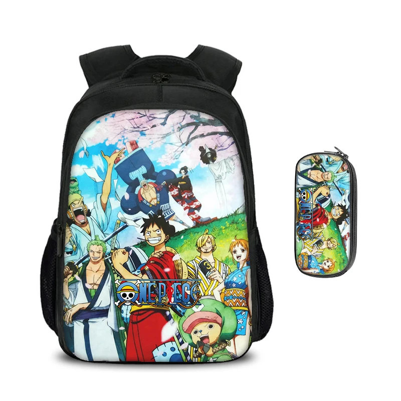 ONE PIECE Monkey D. Luffy Double layered Backpack 2Pcs/Set Child School Backpack, Pencil Bags School Bags Mochila Rucksack