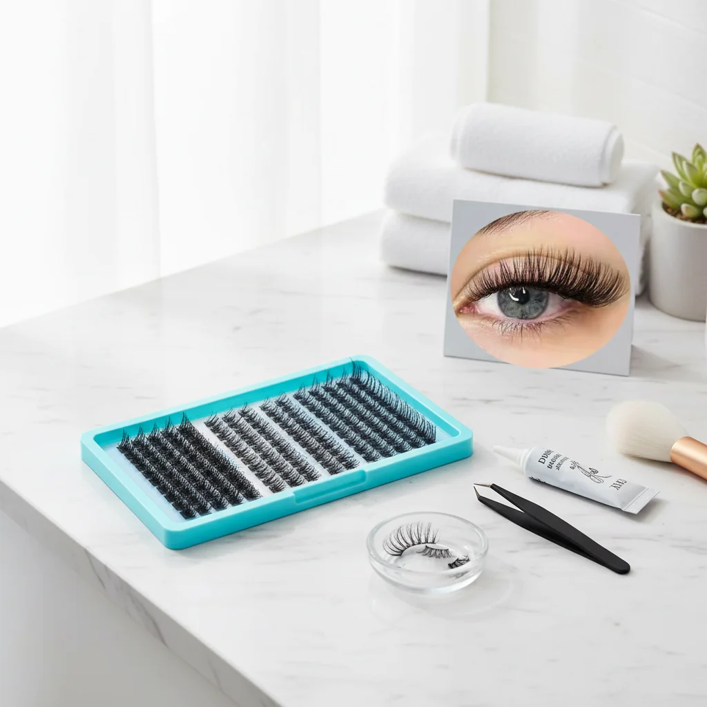 مجموعات الرموش الصناعية ذاتية الصنع مراوح حجم مسبقة الصنع 30-100P ملحقات رموش سميكة طبيعية فردية مكياج تنكري #6