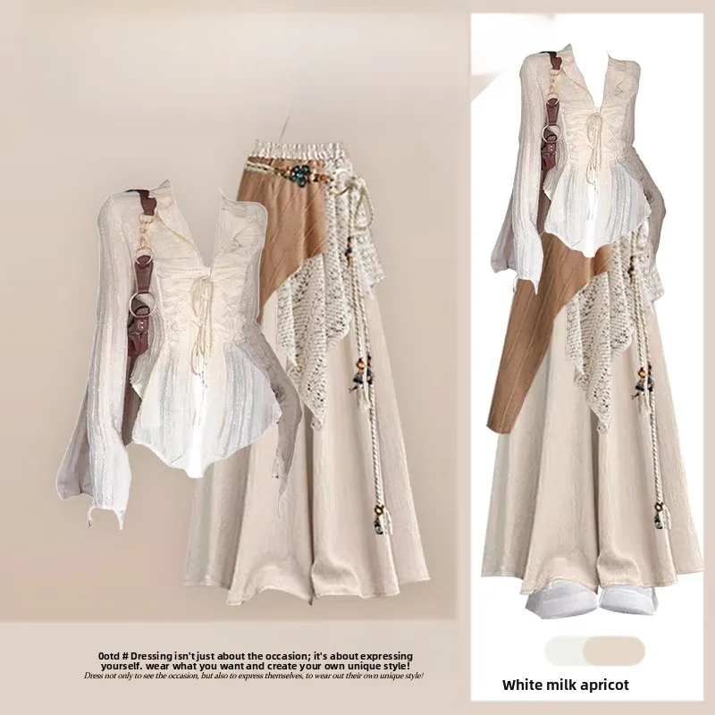 

n Sle Desert Travel irt Top And Skirt Set Summer New Arrival Post-Aalyptic Desert Theme Women's plus Size Outfit