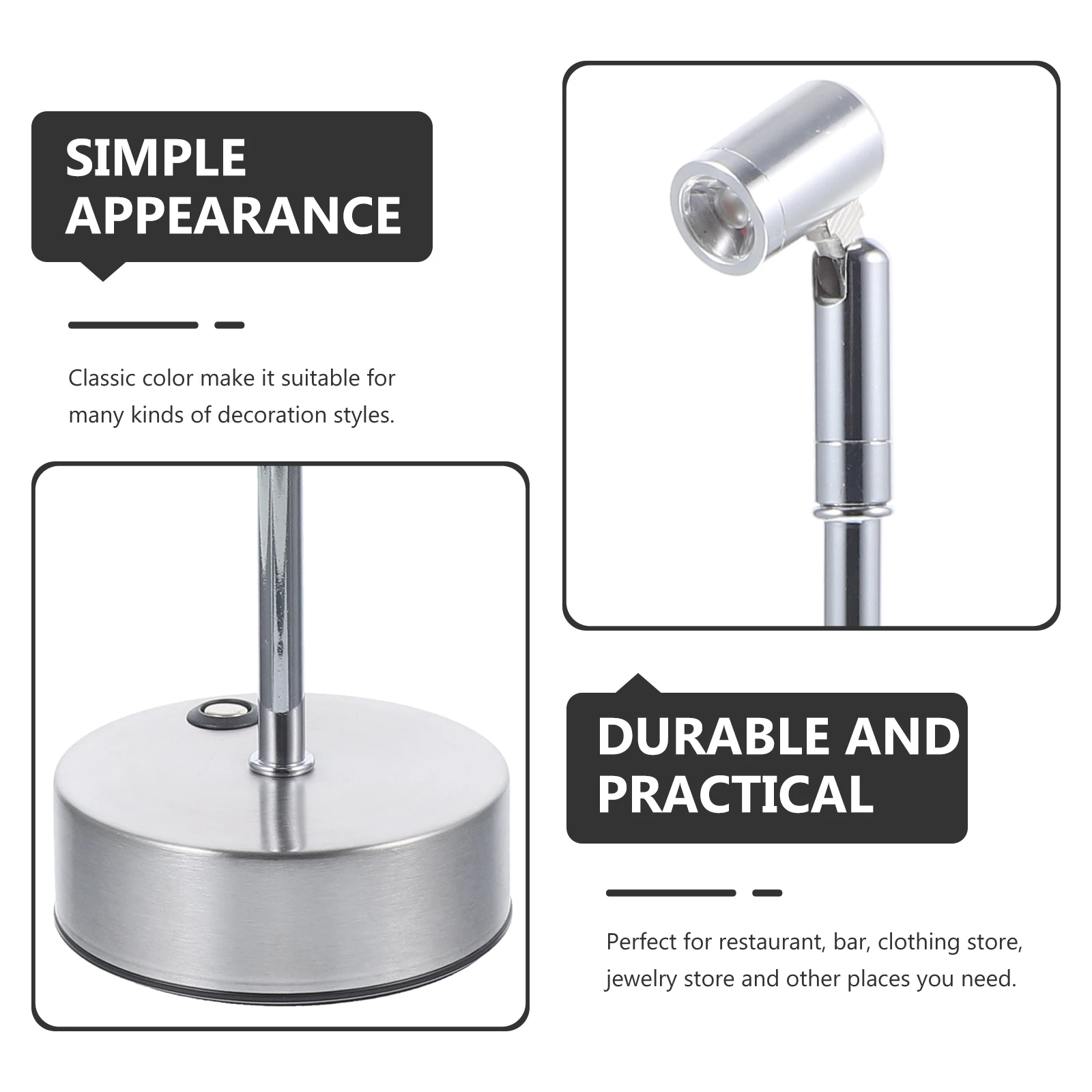

Adjustable Angle Energy Saving Plastic Table Light Spotlight Lamp Stainless Steel Night Light for Bar
