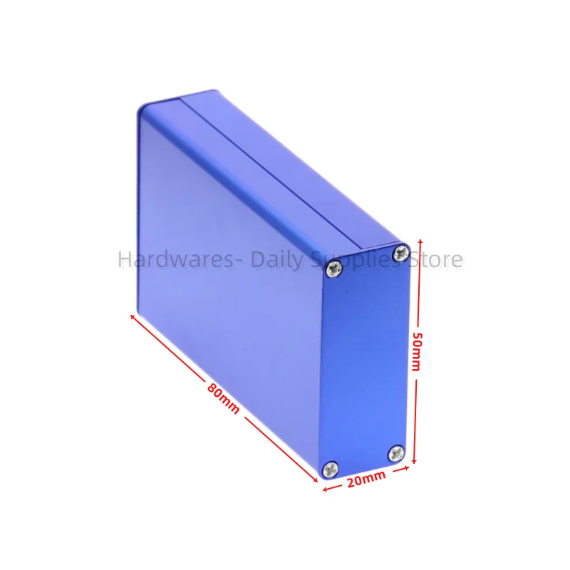 Kotak instrumen PCB aluminium kandang proyek elektronik casing panel sekrup DIY alur bawaan Perak Hitam Biru 80x50x20mm