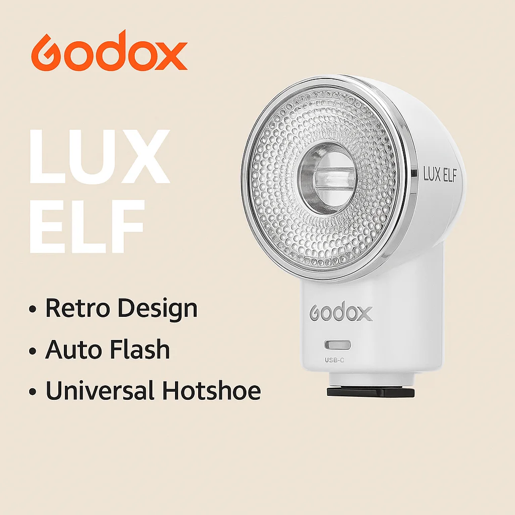 

Godox Lux ELF Retro Flash for DSLR/Mirrorless/Film Cameras – Portable External On-Camera Light