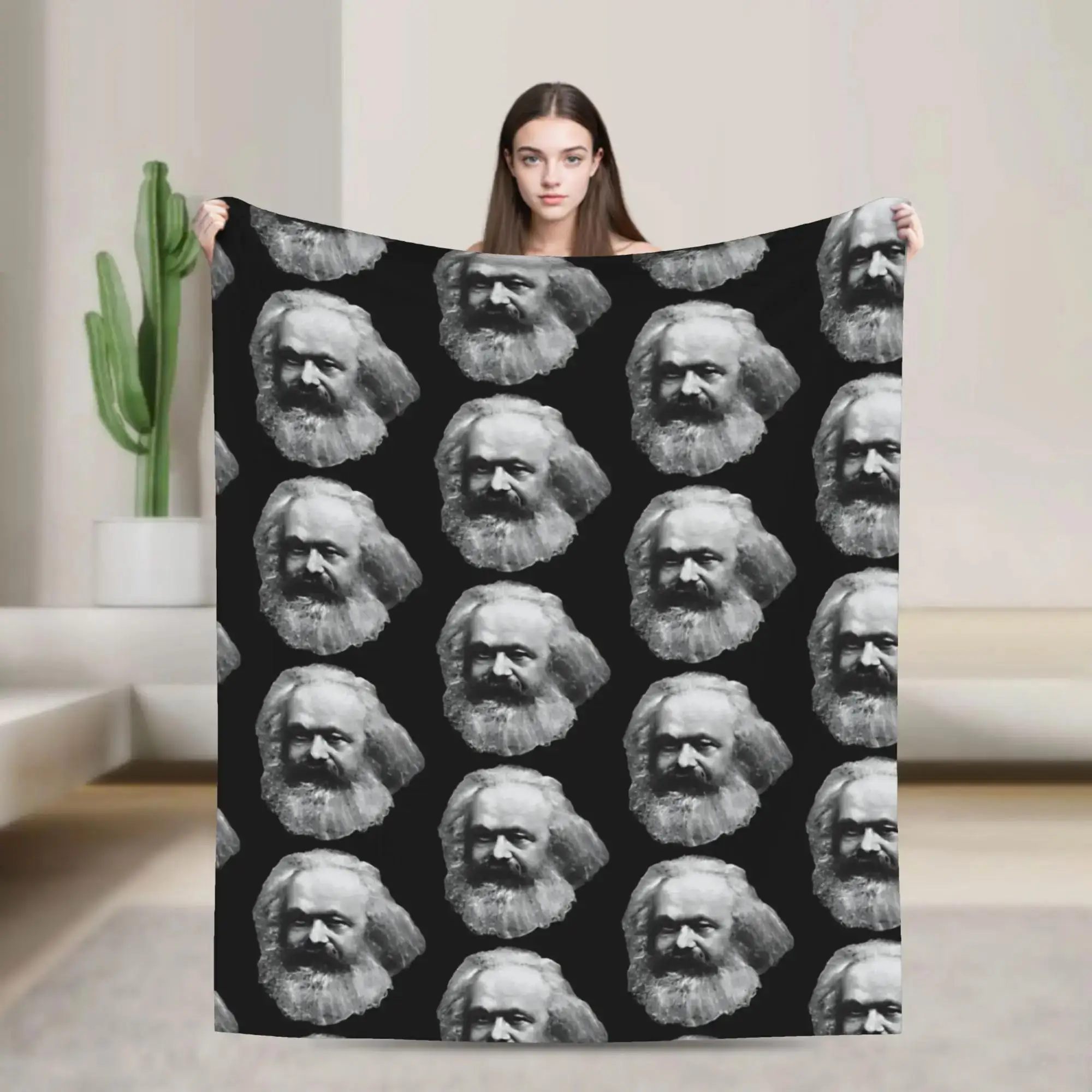 

Плед Karl Marx Floating Head из супермягкого плюша для кровати и дивана, забавное фланелевое одеяло для мужчин, женщин и подростков