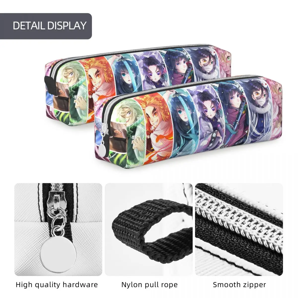 Imagem -05 - Demônio Slayer Kamado Nezuko Lápis Case Grande Capacidade Pencil Pouch Pen Box para Estudante Escritório Papelaria Zipper Kochou Shinobu