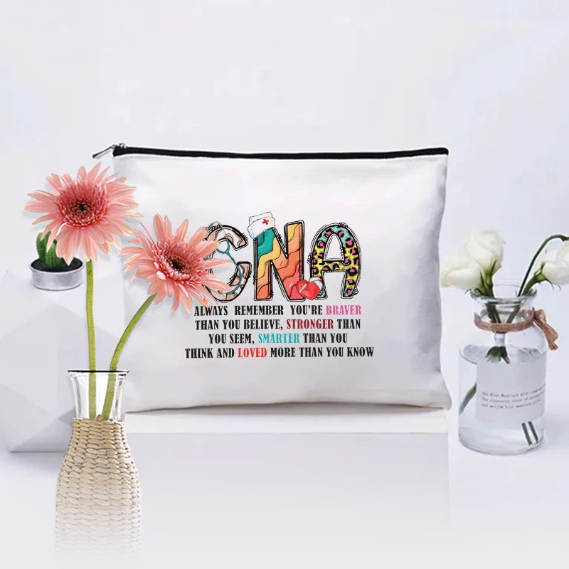 CNA Cosmetic Case Nurses Gifts Zipper Makeup Bag CNA Accessories for Work Inspirational Gifts Women Toiletry Pouch Organizer