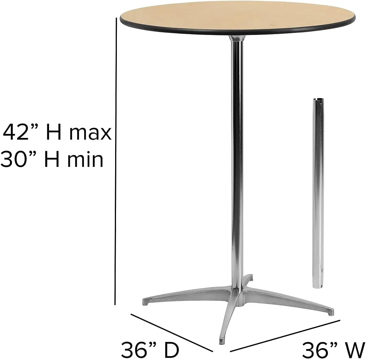 Table de Cocktail Ronde en Bois, Meuble Lars 36, avec 30 en effet et 42 colonnes en effet, Réglable, Bar en Bois, Recommande Table pour Événements ou Maison Nous