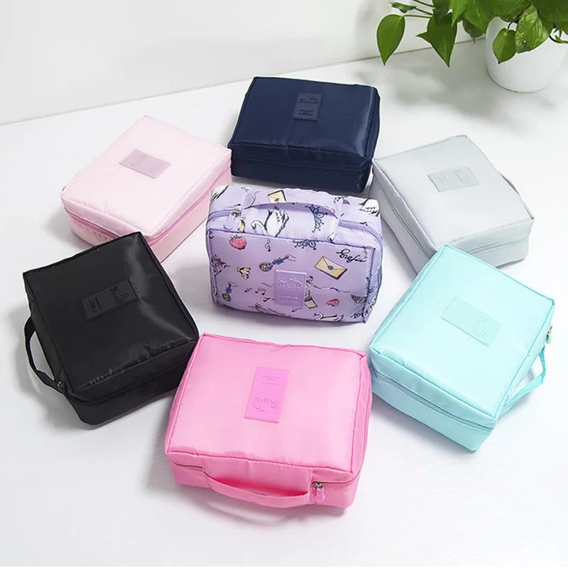 Fashion Printed Travel Organizer Women's Toiletry Bag Makeup Storage Square Makeup Bags Ladies Cosmetic Toilet Travel Pouch