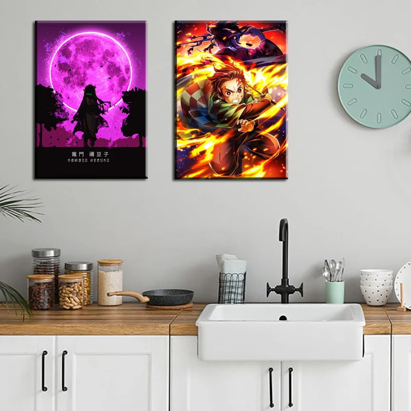 Wall Art Canvas Prints Animation Painting Demon Slayer Drip Modern Home Decor Bedroom Decoration Pictures Interior Artwork