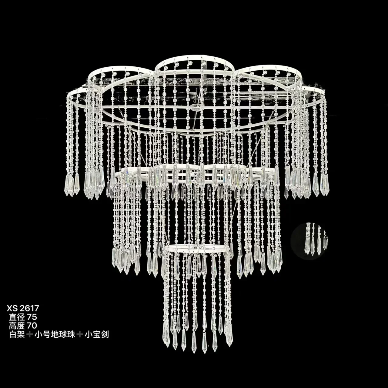 New wedding props acrylic crystal bead curtain petals chandelier window stage wedding venue layout lights
