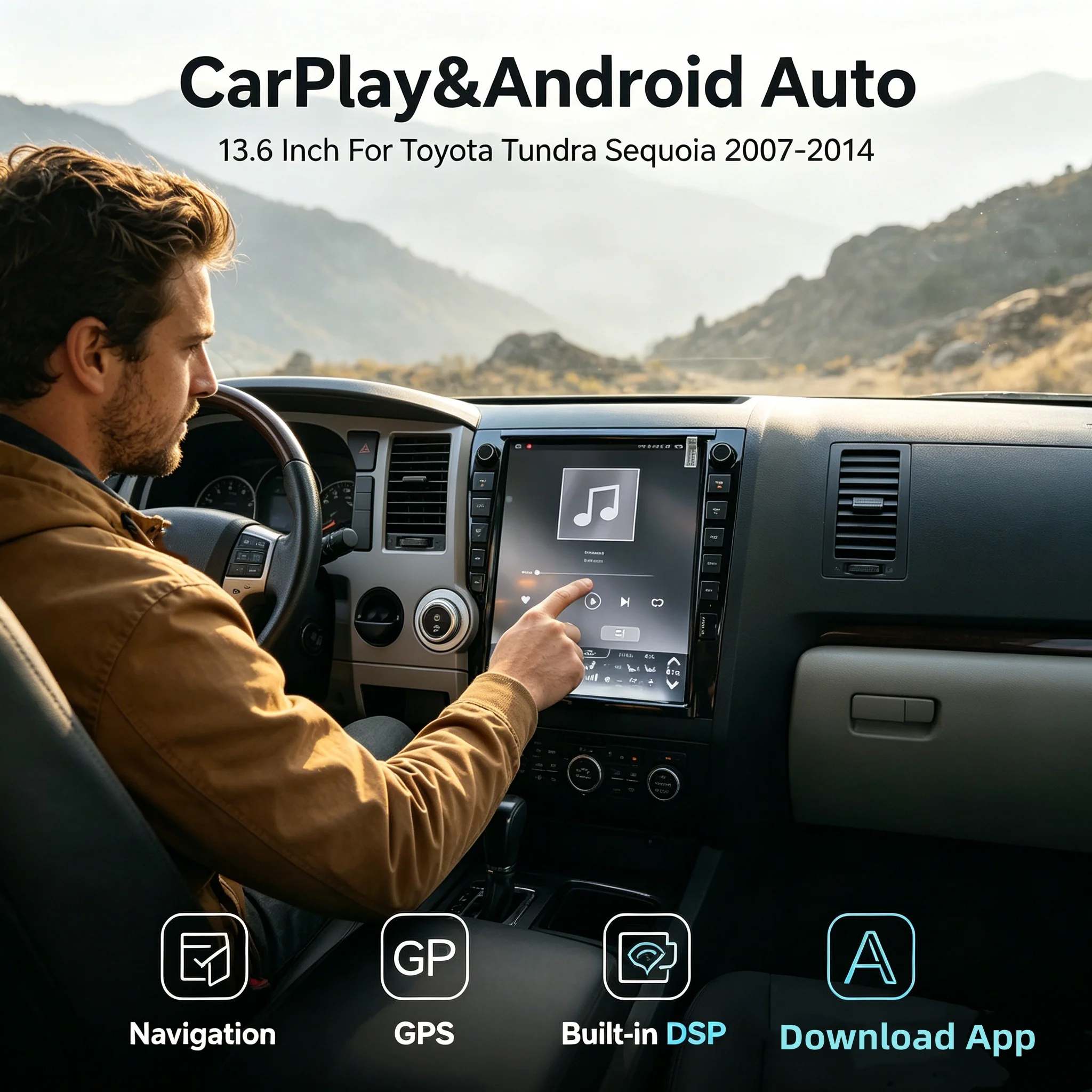 13.6 Inch 8 Core For Toyota Tundra Sequoia 2007-2014 Car Radio Multimedia Android 13 Player Auto GPS Navi Carplay Head Unit