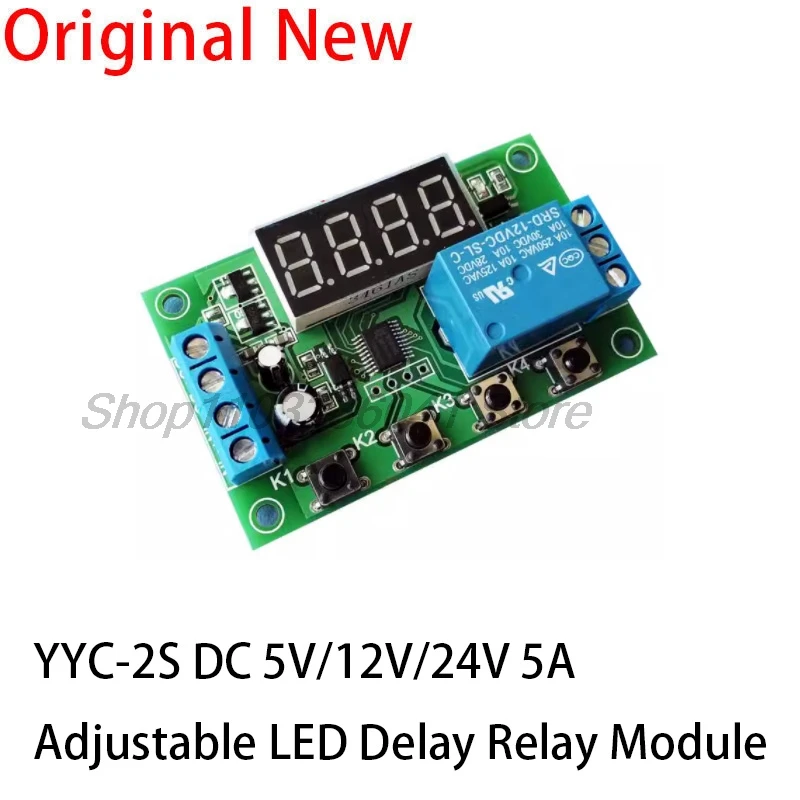 YYC-2S LED Display Adjustable Programmable delay time relay module 5V12V24V fixed time decoupling pulse cycle power off trigger