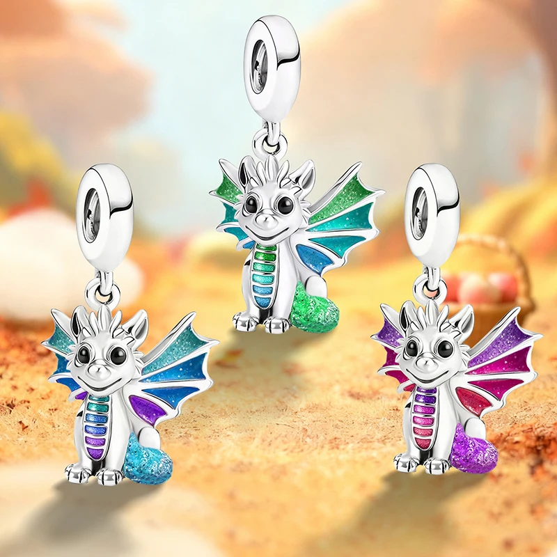 925 Silver Plated Flying Dragon Firefly Unicorn Carrousel Elf Series Bead Fit DIY Bracelet Making Gift Of High Quality Jewelry