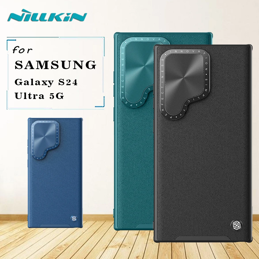 

Для Samsung Galaxy S24 Ultra 5G чехол Nillkin Camshield кожаная опора защита камеры с задней крышкой-подставкой для Galaxy S24 Ultra