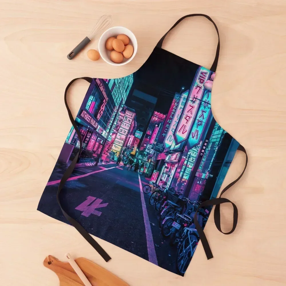 

Tokyo - A Neon Wonderland Apron Trim Cloth waterproof for women Home And Kitchen Waiter Uniforms Apron