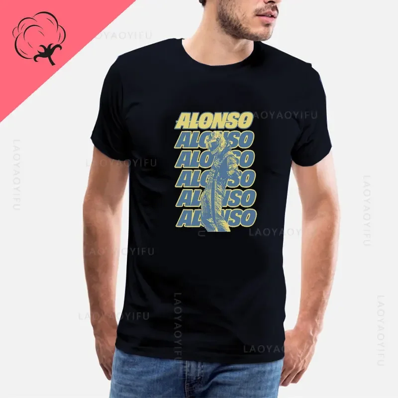 Formula 1 Fernando Alonso Deckchair Cutout 100%Cotton T Shirt Summer Hot Sale O-neck Print Street Fashion Short-sleev Tops Tees