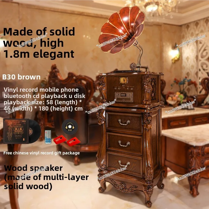 Gramophone Retro Record Player Vinyl Record Player Living Room Big Speaker Vinyl Bluetooth Integrated Stereo