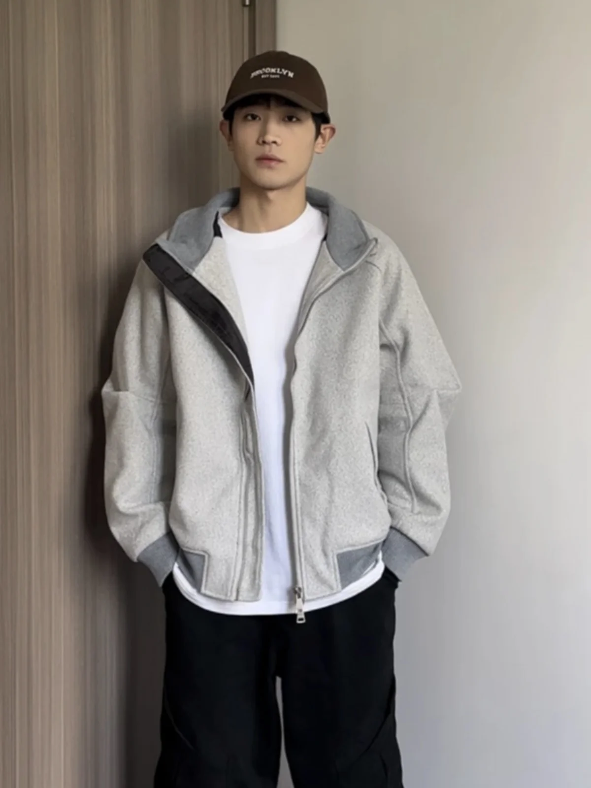 

ay Thiened Knife Sve Stand Collar Jaet for Men Winter New Sle American Open Cardigan Cotton Upperwear