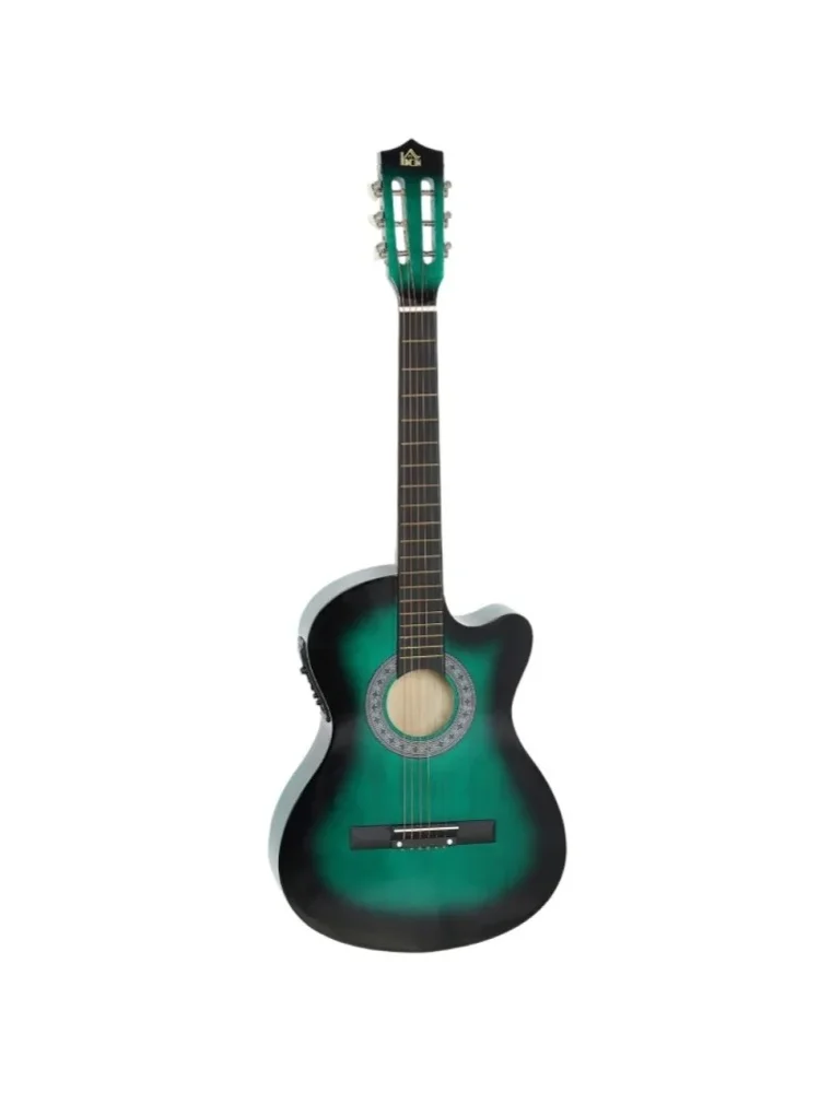 38 Inch Acoustic Electric Guitar, Beginner Junior Adult Guitar Gloss Finish with Carrying Case - Dark Green