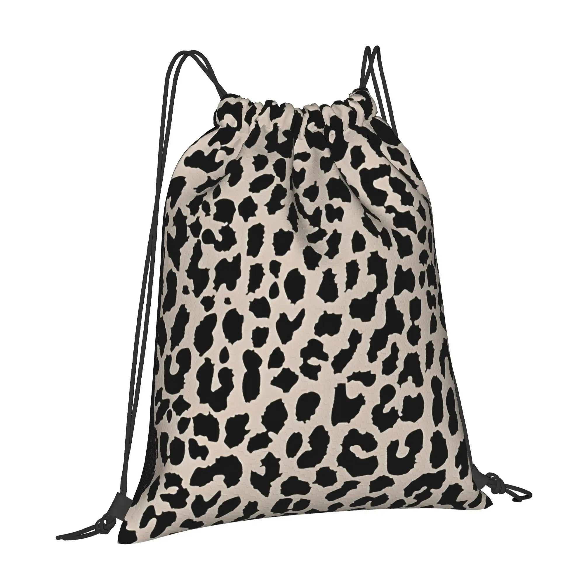 Tan Leopard Leopard Print Multi-function Pocket Men Women Storage Backpack Teenager Travel Bag Print Drawstring Bags