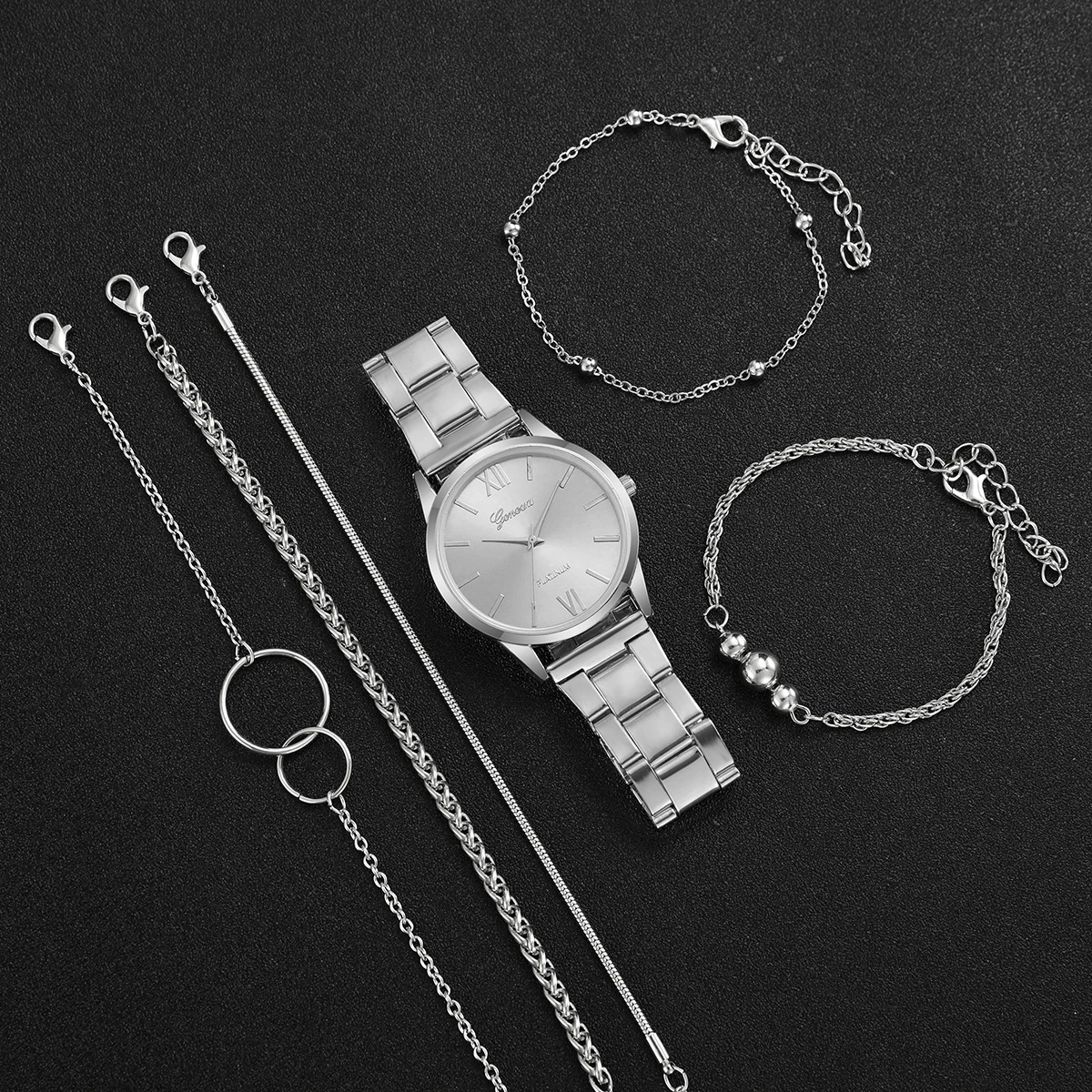 6 sztuk/zestaw moda Roma Dial damski zegarek kwarcowy srebrny pasek ze stopu kobiece zegarki na rękę zestaw bransoletek (bez pudełka) — zdjęcie 5