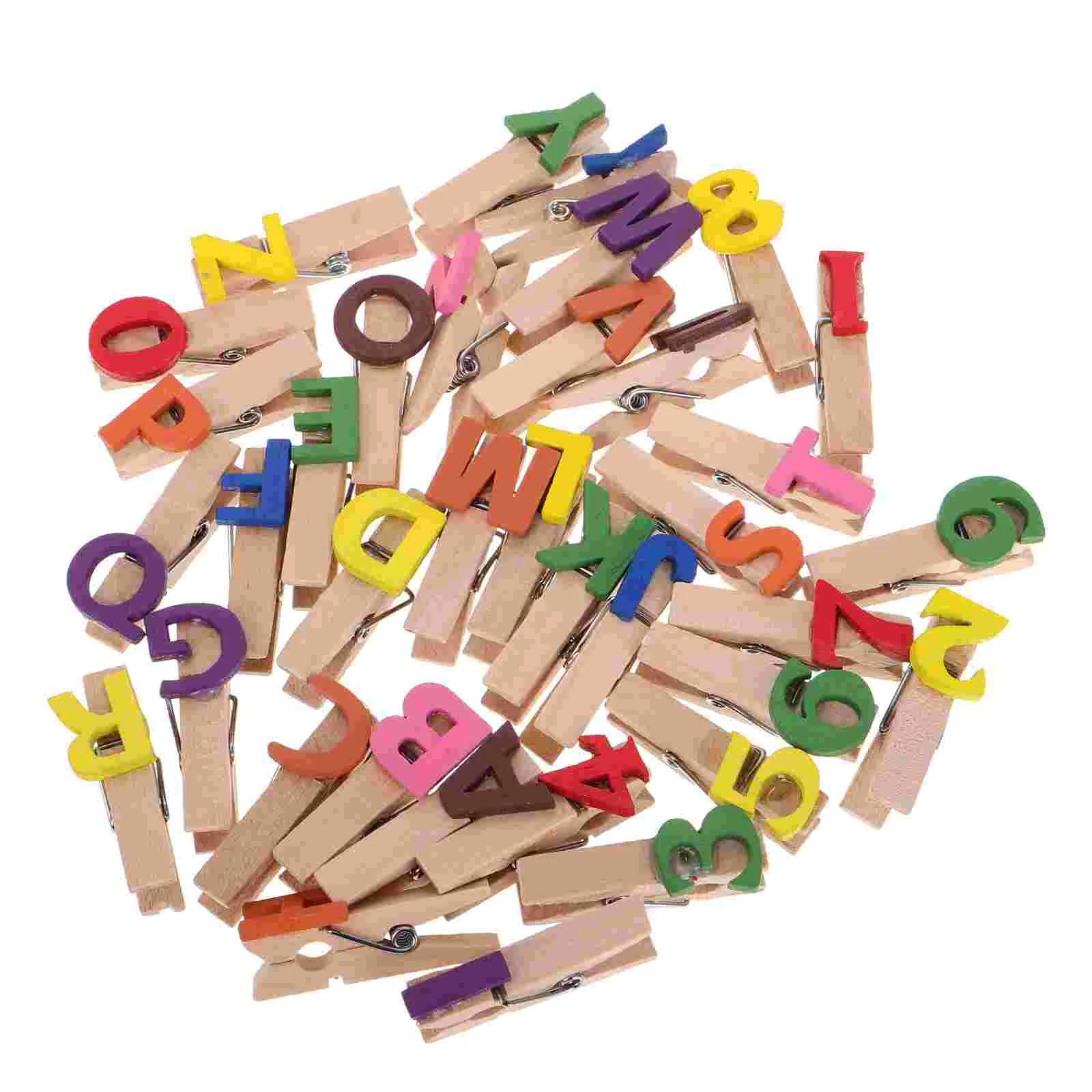 35 Pcs Whisk Alphanumeric Clip Wood Clips Heavy Mini Close Pins Clothes for Baby Shower Small Clothespins Classroom