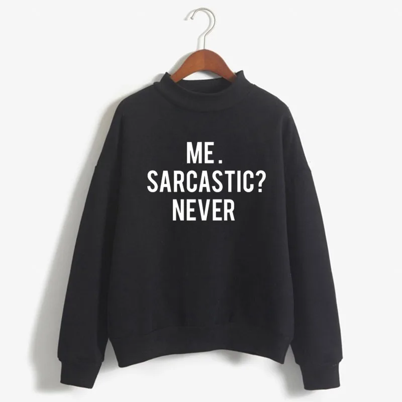 

ME SARCASTIC NEVER Print Women Sweatshirt Korean O-neck Knitted Pullover Thick Autumn Winter Candy Color Loose women Clothes