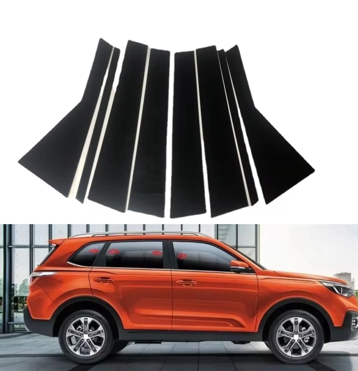 

8PCS Glossy Black Pillar Posts Fit For KIA Sportage R 2018 2019 Window Trim Cover BC Column Sticker