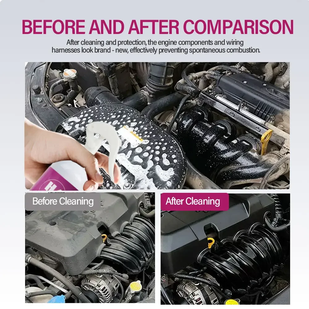 Car Engine Bay Cleaner Powerful Decontamination Cleaning Product for Engine Compartment Heavy Oil Dust Car Cleaning Product
