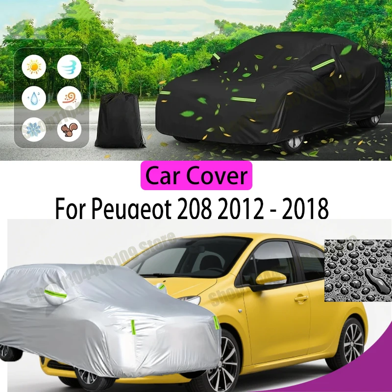 

Чехол для автомобиля Peugeot 208 2012-2018 2016, водонепроницаемый, с защитой от ультрафиолета, всепогодный, пыле- и снегозащитный, от дождя, из полиэстера 190T