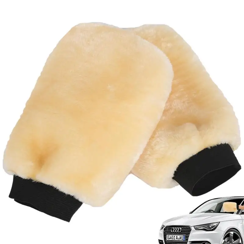 1/2PCS Car Washing Wool Mitt Double sided Auto Cleaning Plush Gloves Breathable & Wear Resistant Wool Cleaning Gloves Polishing