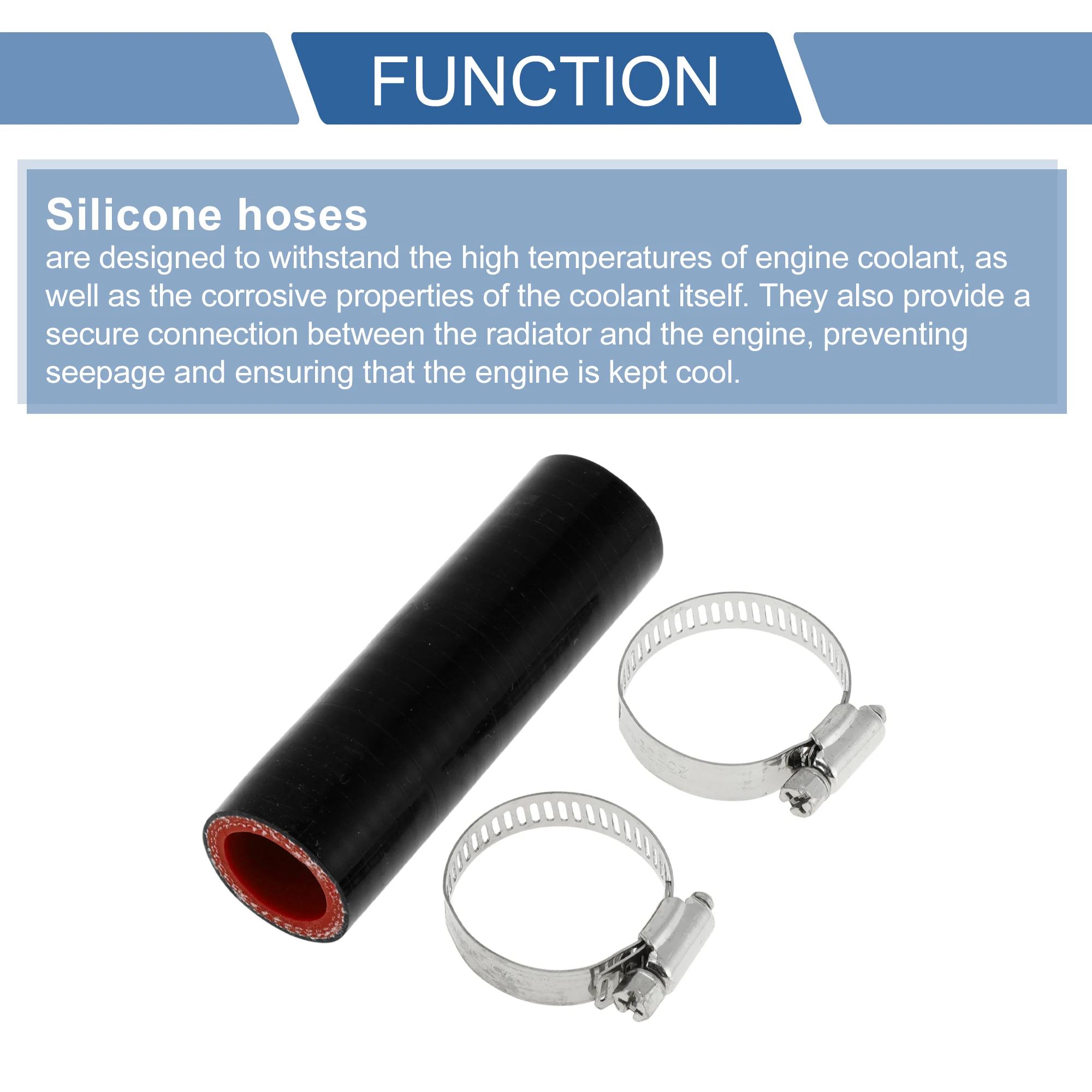 UXCELL 1 Set 22 mm 25 mm 30 mm 32 mm 35 mm Innendurchmesser 100 mm Länge 0 Grad Schwarz Rot Auto-Silikonschlauch mit Klemmen Kühlmittelschlauch Universal – Detail 4