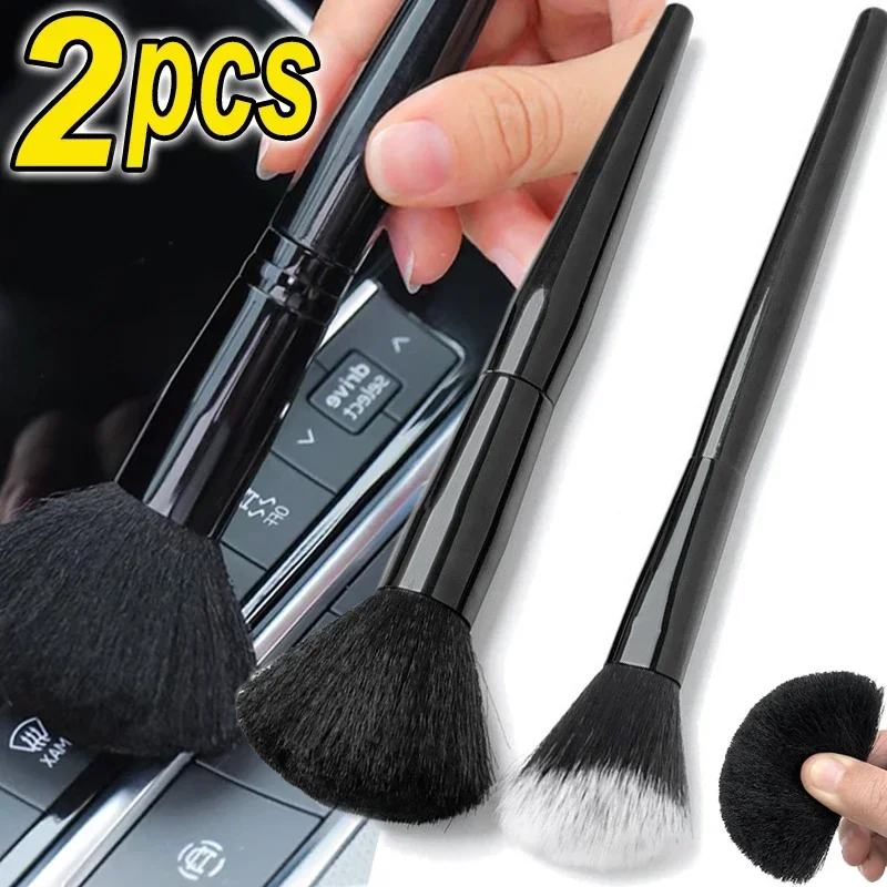 1/2pcs Car Interior Cleaning Detailing Brush Super Soft Auto Keyboard Air Conditioner Camera Thick Fur Clean Brushes with Shank