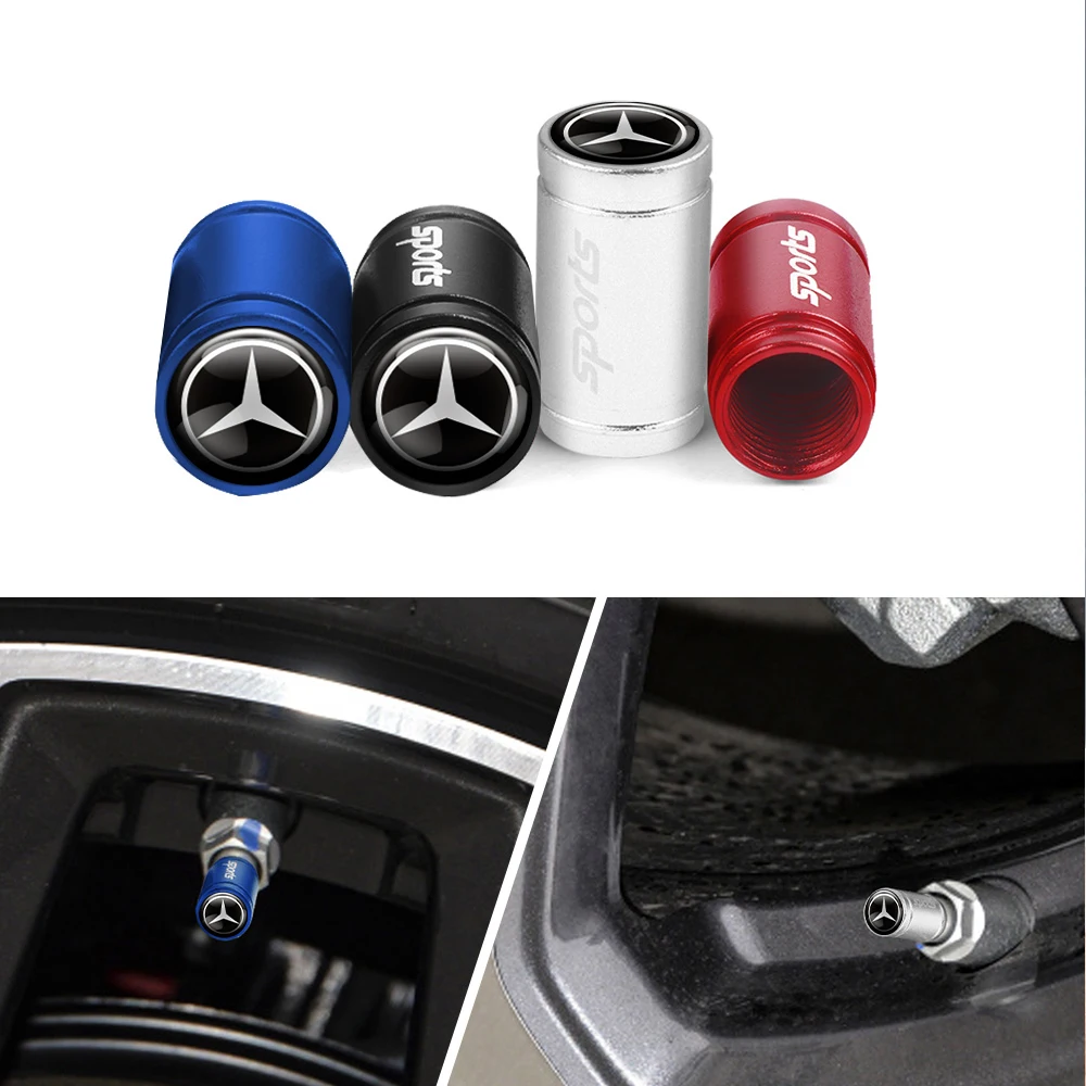 4Pcs Car Badge Wheel Tire Valve Caps Auto Decor Accessorie for Mercedes Benz AMG A S M R G Class GLA CLA GLB W176 W212 W211 W108