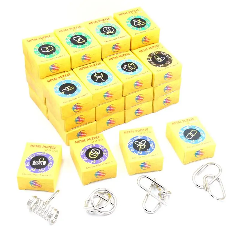 Conjunto de 32 peças de quebra-cabeças mágicas educacionais com fio de metal emaranhado, jogo de quebra-cabeças com solução para adultos e crianças