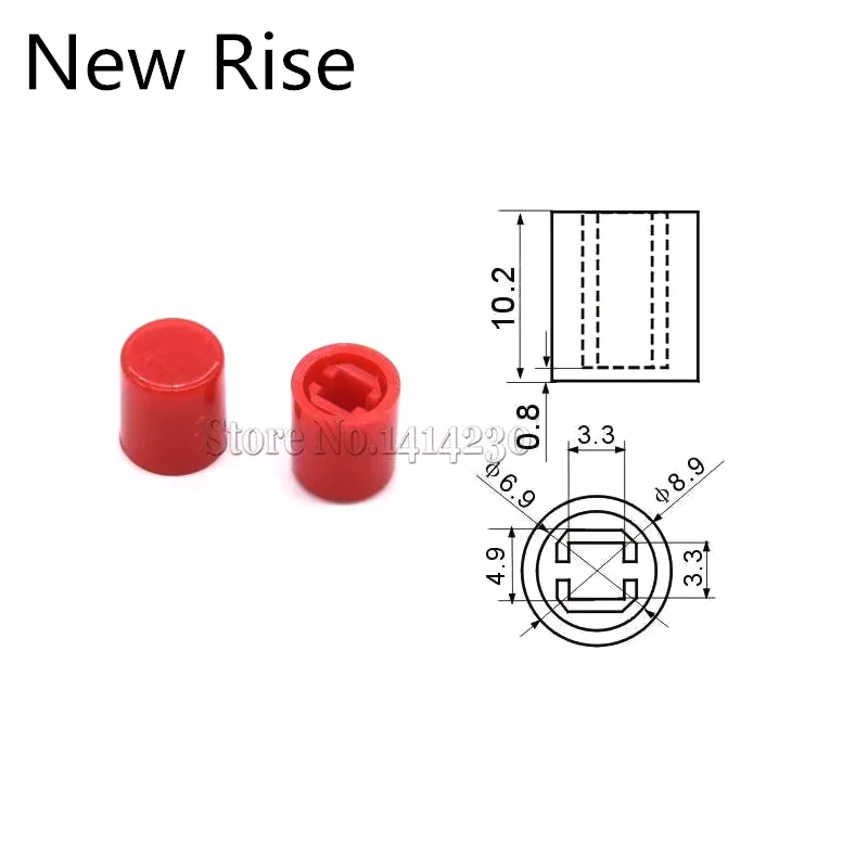 100Pcs A03 Square Hole Rotary Power Button Power Switch Straight Key Switch Cap