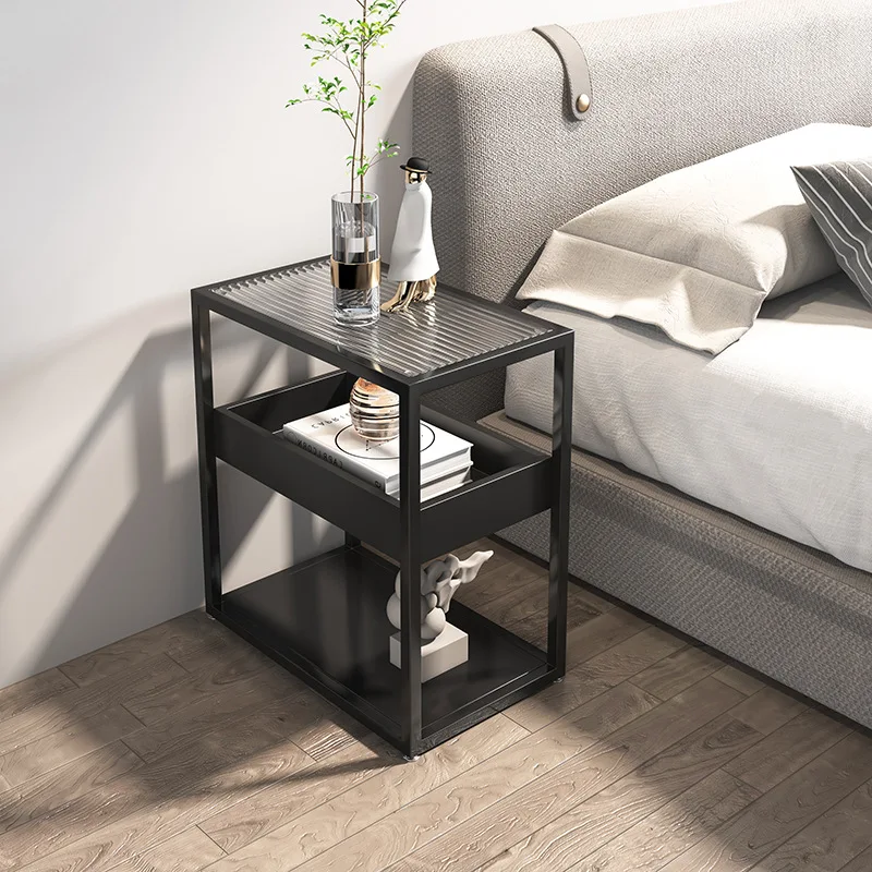 

!@Gold Frame Traditional Solid Wood Adjustable Durable Bedroom Side Table for Home & Hotel Use