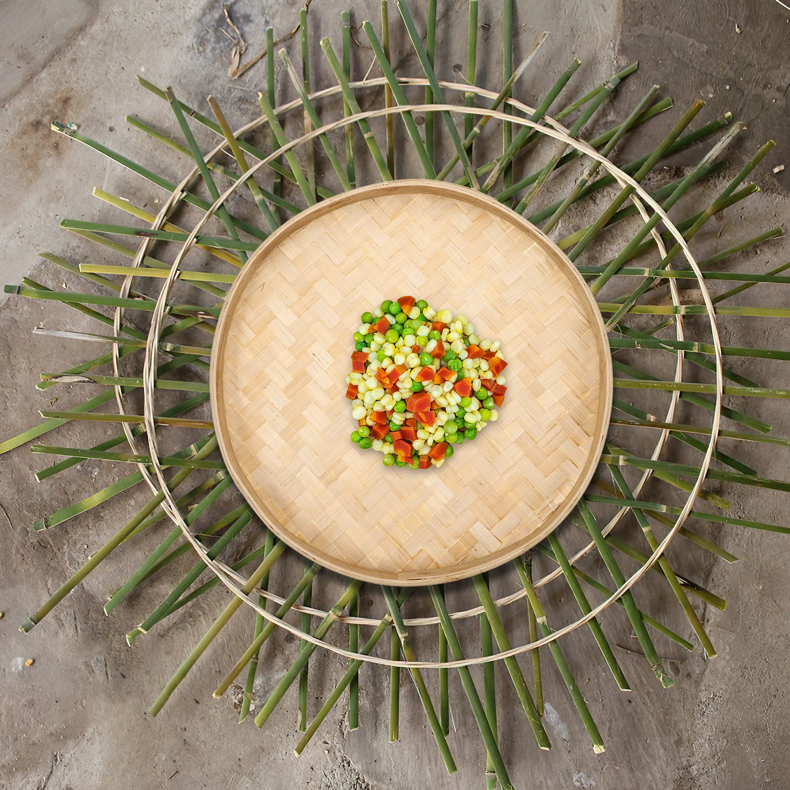 

Bamboo Woven Basket Round Sieve Tea Leaves Storage Kitchen Lightweight Versatile Design Home Classroom Activities