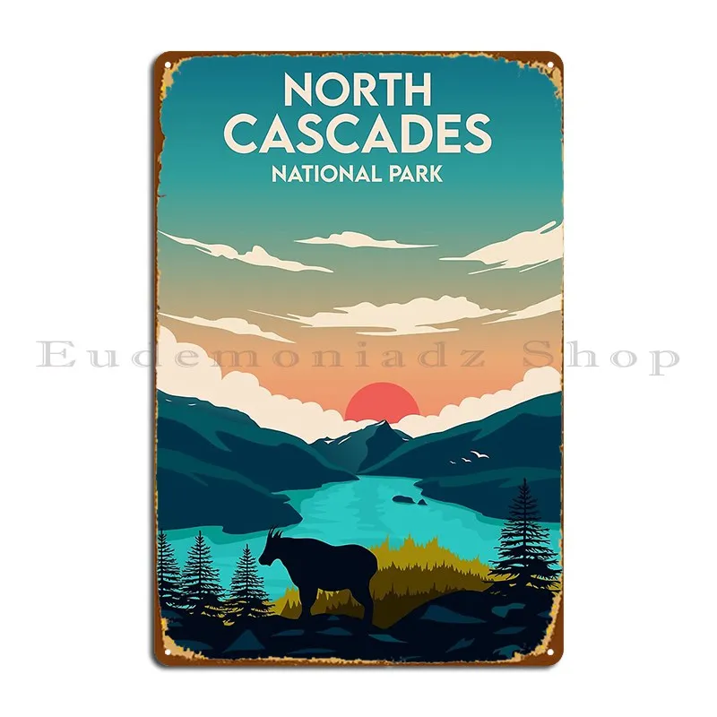 North Cascades National Park Travel Poster Metal Sign Home Home Bar Printed Garage Tin Sign Poster