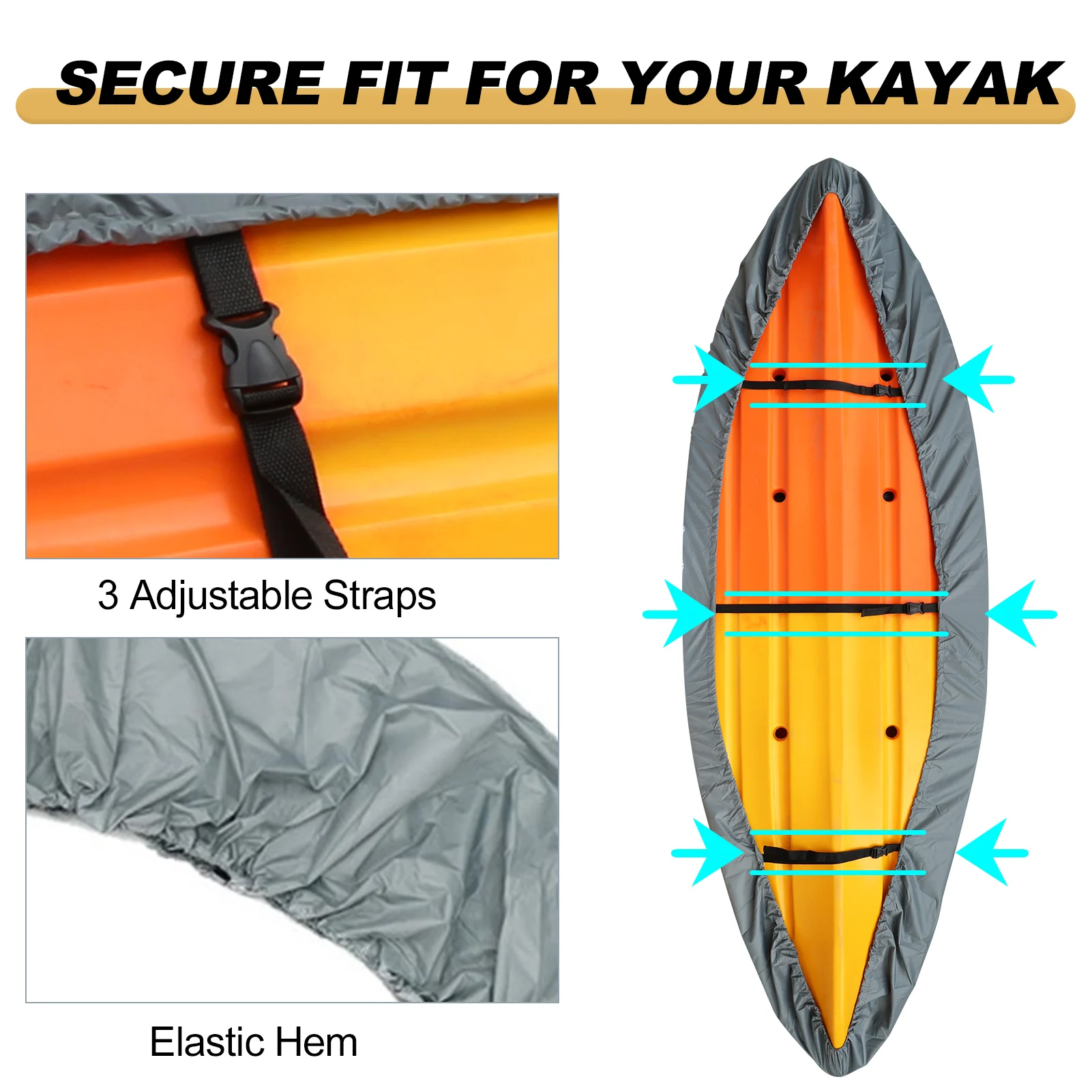 Kayak Cover Waterproof UV Resistant Kayak Cover Outdoor Kayak Storage Dust Cover for Boat Kayak Canoe SUP Paddleboard