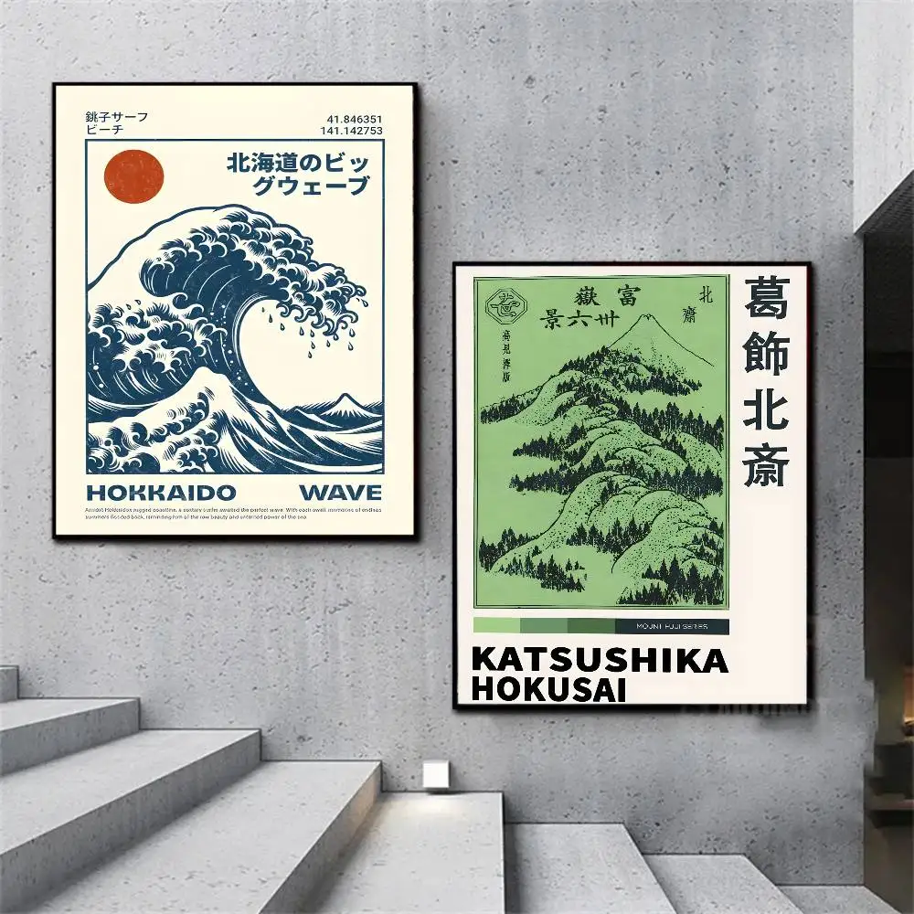 ملصق فني ياباني من Hokusai Ohara Koson ملصق فني عالي الوضوح ذاتي اللصق مقاوم للماء لتزيين المنزل لغرفة المعيشة