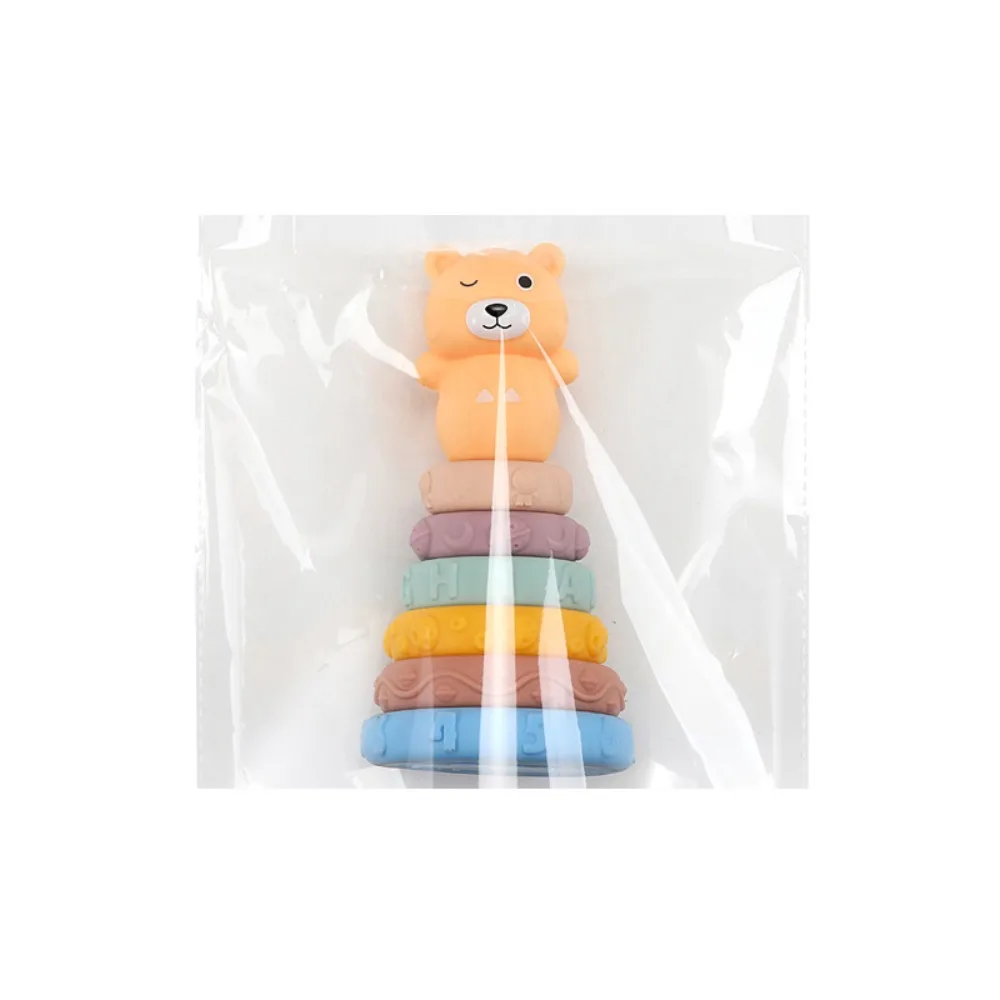 Safe Vinyl Building Blocks BPA-Free Soft Texture Stacker Stackable Design Montessori Squeeze For