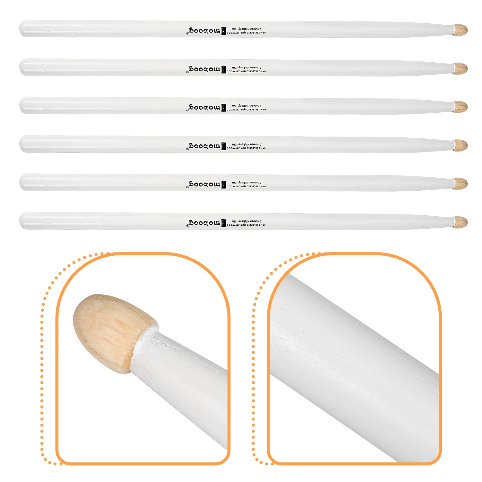 

3 Pairs White Walnut Wood Drum Sticks 5A Kids Practice Durable Comfortable Cafe Concert B Percussion Instrumentsticks