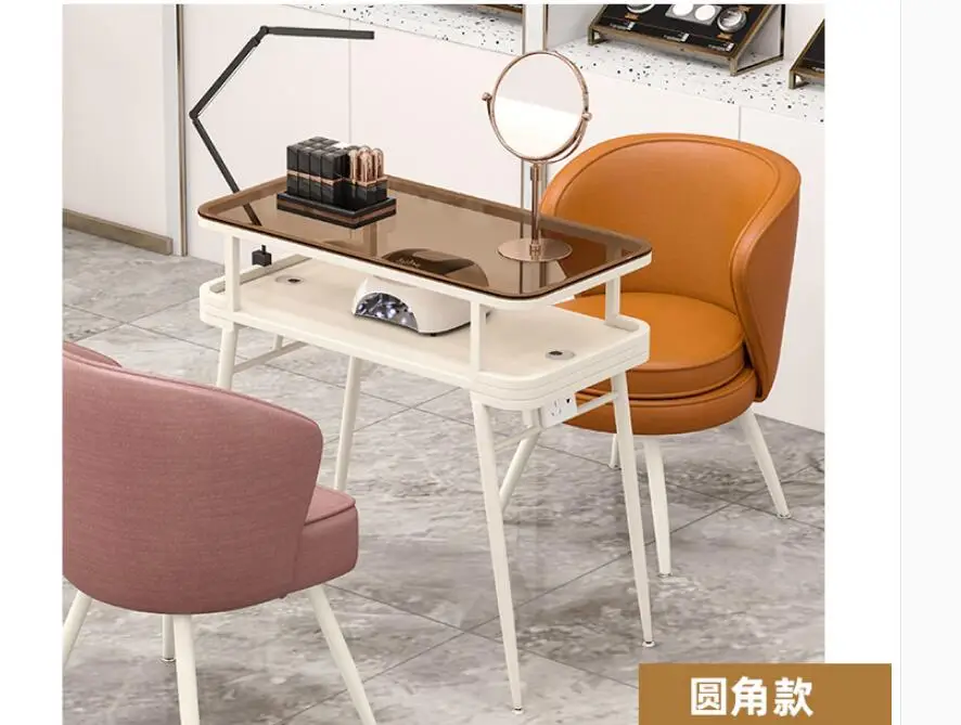 

Glass nail table table Fashion net celebrity Nail table and chair set light luxury simple nail shop dedicated table